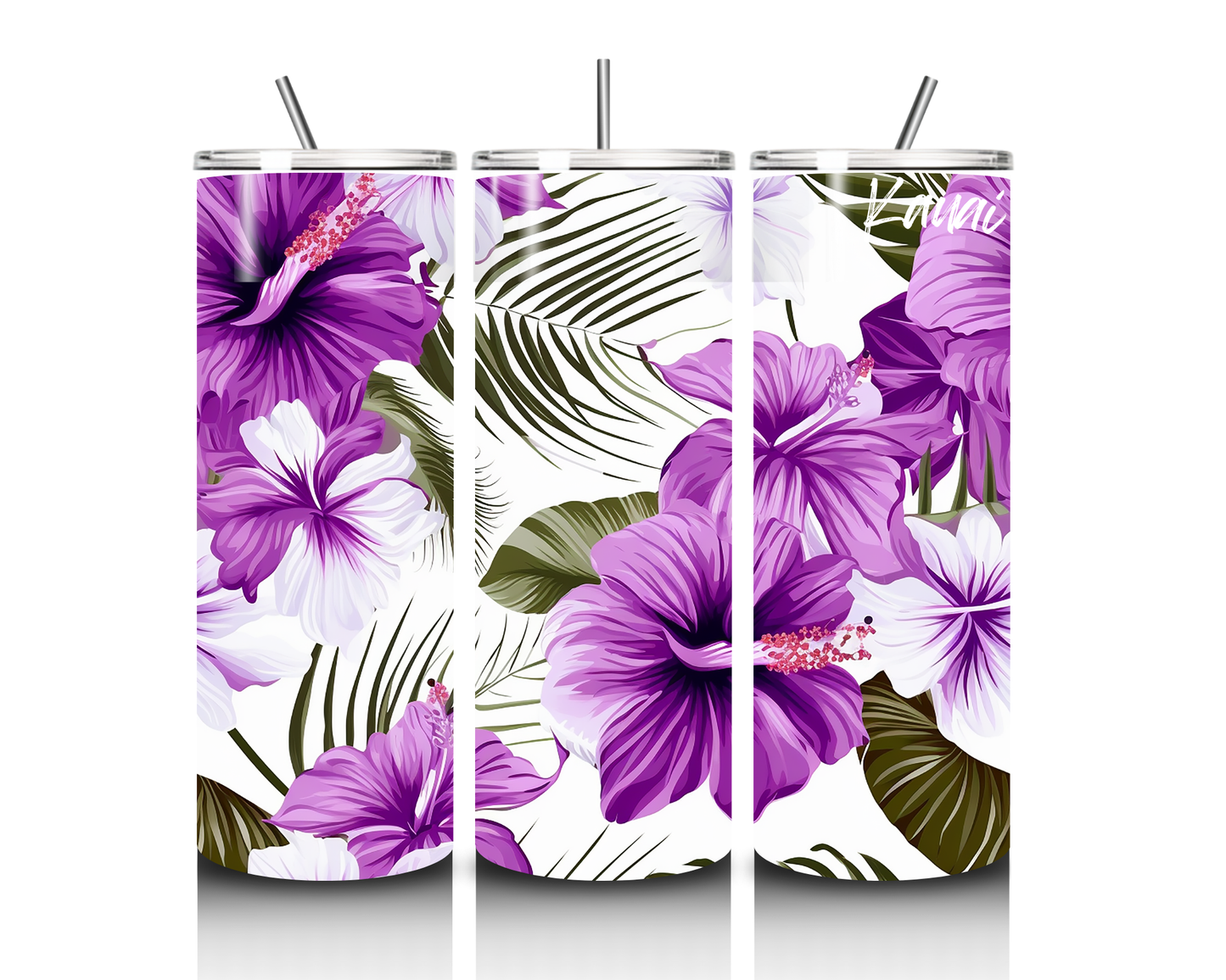 20oz Stainless Steel Tumbler Cup with Purple Hibiscus